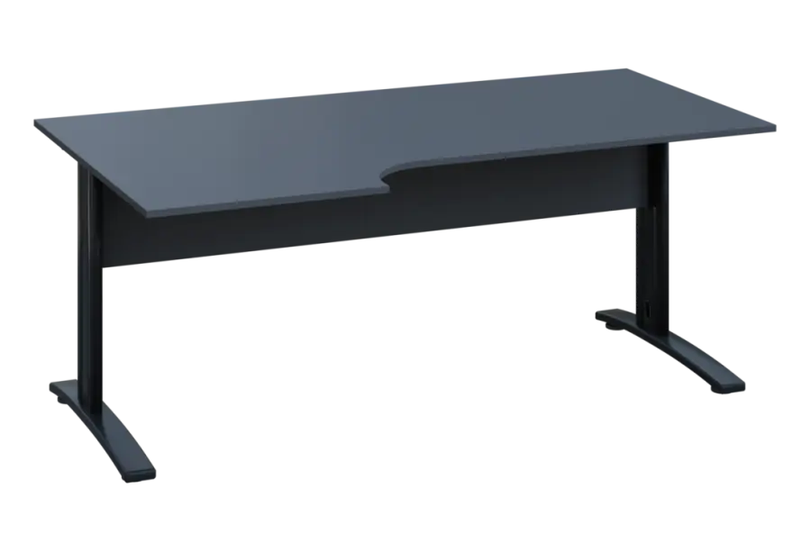 ERK 18 - 186 stůl kancelářský, rohový, levý, kovová podnož černá, deska 18 mm, široký 1800 mm, antracit